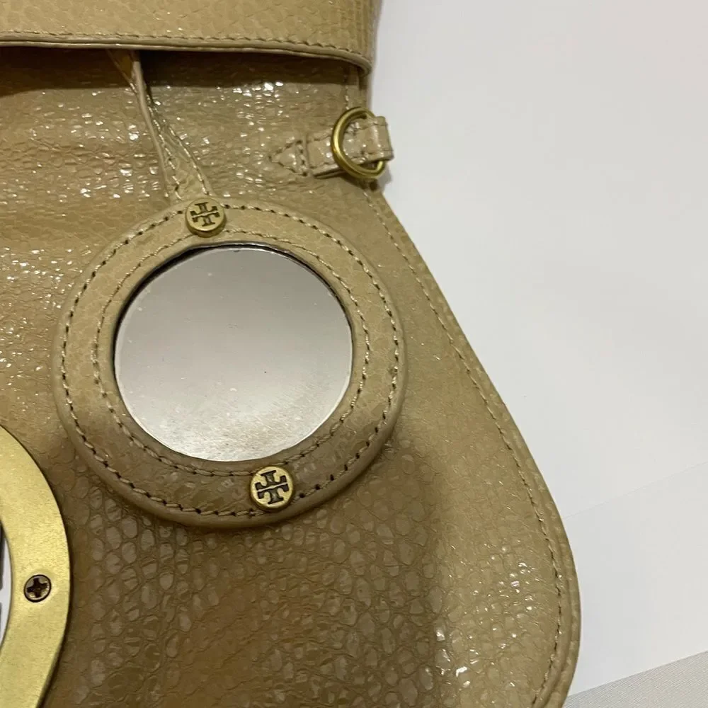 TORY BURCH Solid Tan Leather Clutch Bag Purse